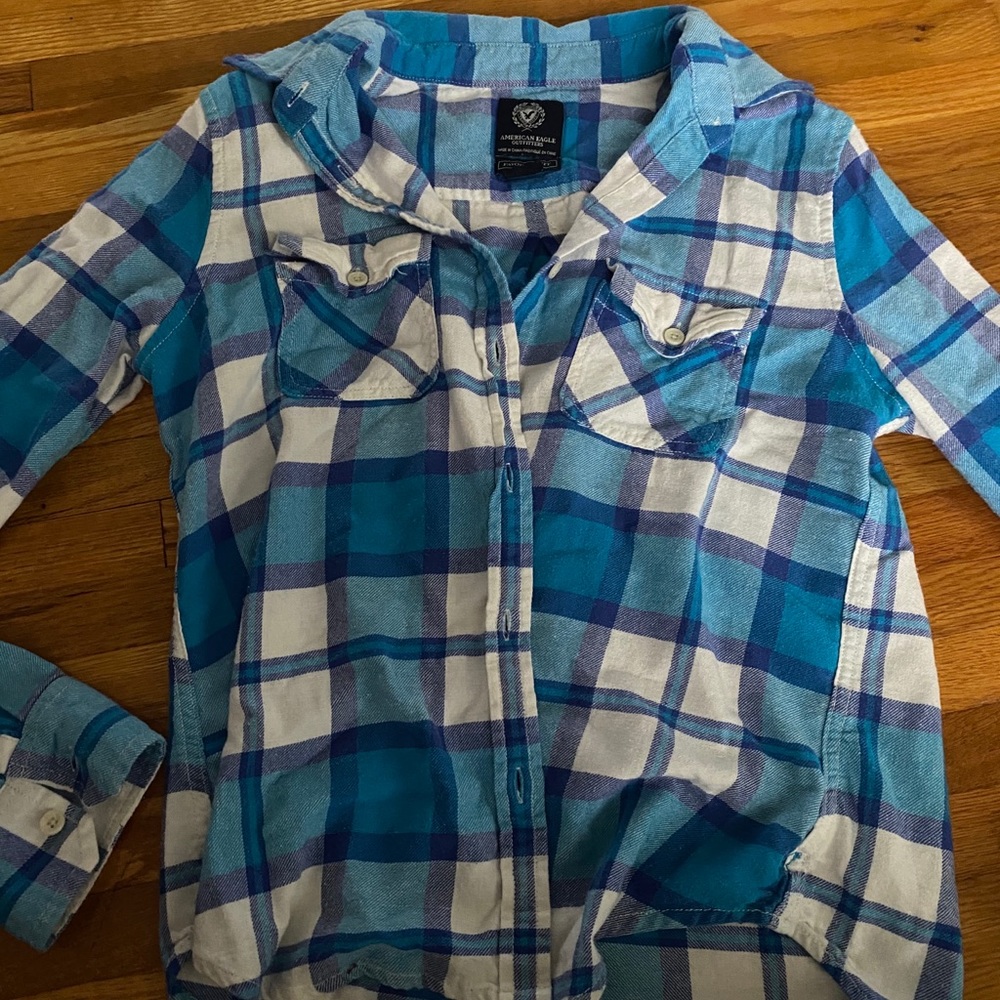 AMERICAN EAGLE blue flannel